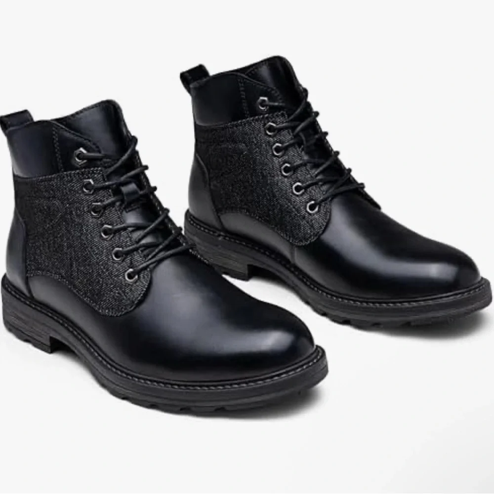 Jousen Leather Chukka Boots Mens‎ 10.5 Black Lace Up Ankle Dress Casual